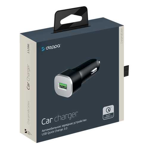 Автомобильное зарядное устройство Deppa USB 3A с функцией быстрой зарядки QC 3.0, черный в Emex