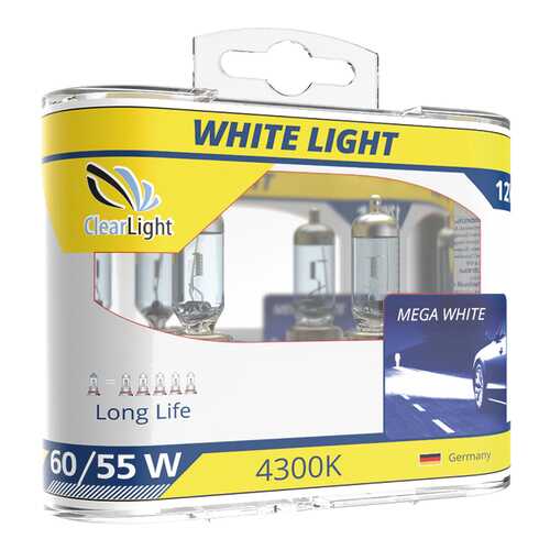 Лампа галогенная автомобильная Clearlight 55W WhiteLight 2 шт (MLH7WL) в Emex