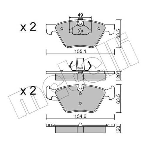 Комплект тормозных дисковых колодок METELLI 22-0557-0 в Emex