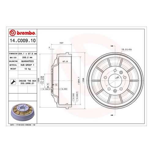 Тормозной барабан BREMBO 14.C009.10 в Emex