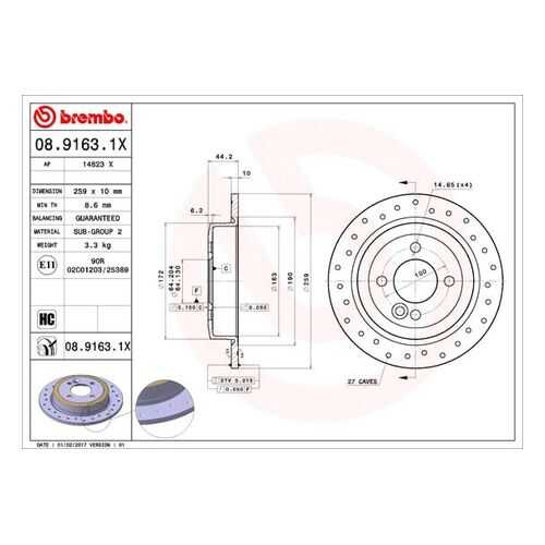 Тормозной диск brembo 08.9163.1X в Emex