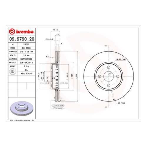 Тормозной диск brembo 09.9790.20 в Emex