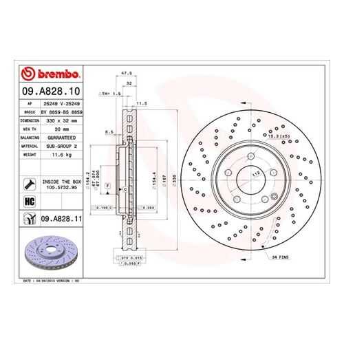 Тормозной диск brembo 09.A828.11 в Emex